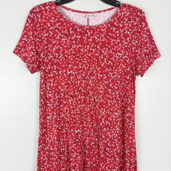 Old Navy Womens MP Knee Length Floral Dress Red Everyday Flowy Stretch Casual - Picture 2 of 6